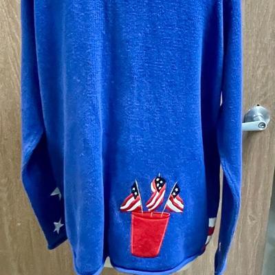 Vintage Fourth of July American Flag Sweater women's size large L