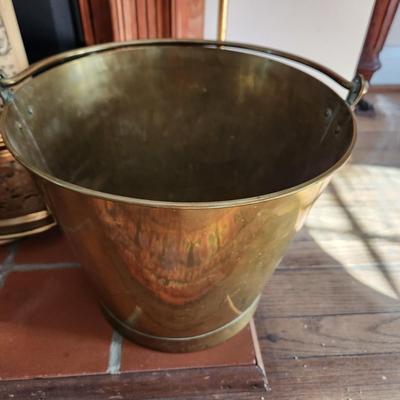 Heavy Brass Bucket 10" tall 12" diameter