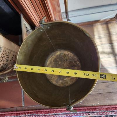 Heavy Brass Bucket 10" tall 12" diameter