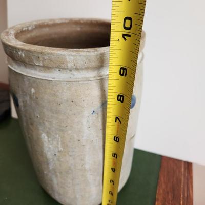 Antique Salt Glazed Stoneware Crock 9.5"h 6"diameter