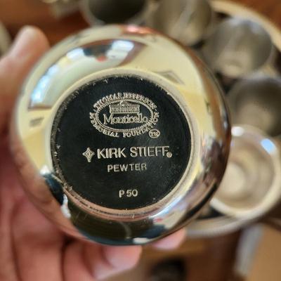 Large Mix Lot of Silverplate Kirk Stieff Somerset Pewter Brass Trays Cups Teapot