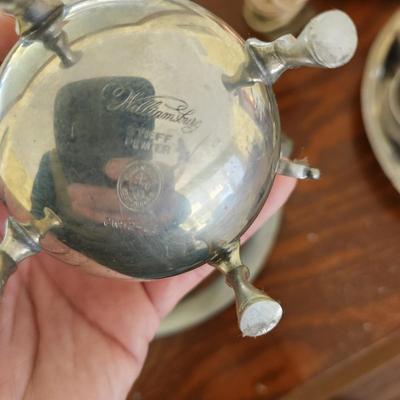Large Mix Lot of Silverplate Kirk Stieff Somerset Pewter Brass Trays Cups Teapot