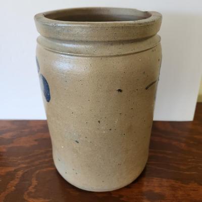 Antique Salt Glazed Stoneware Crock 9.5"h