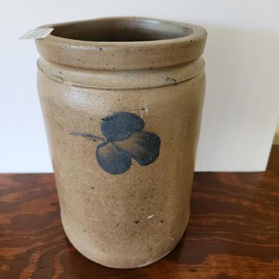 Antique Salt Glazed Stoneware Crock 9.5"h