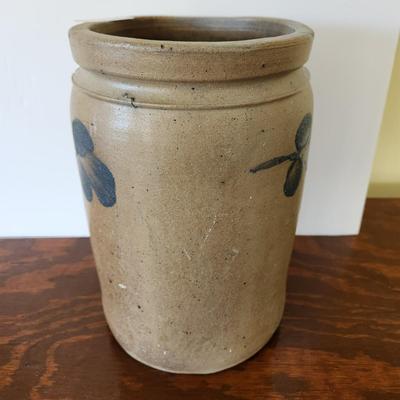 Antique Salt Glazed Stoneware Crock 9.5"h