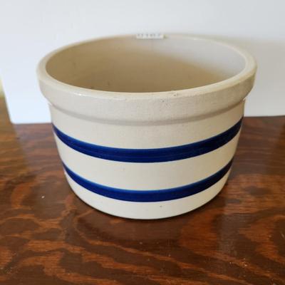 Vintage Blue Striped Crock
