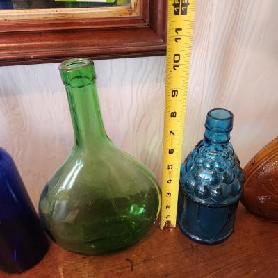 Mix Glass Green Blue Amber Clear Colored Pitcher Bottles