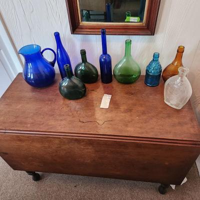 Mix Glass Green Blue Amber Clear Colored Pitcher Bottles