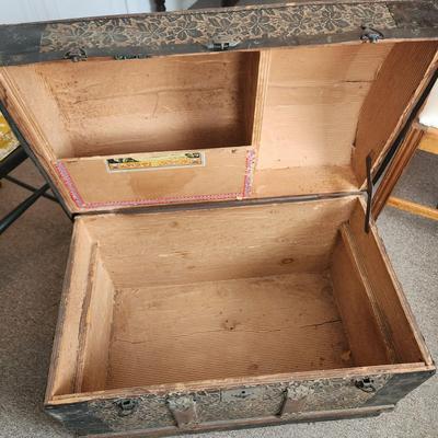 Antique Victorian Dome Hump back Steamer Trunk