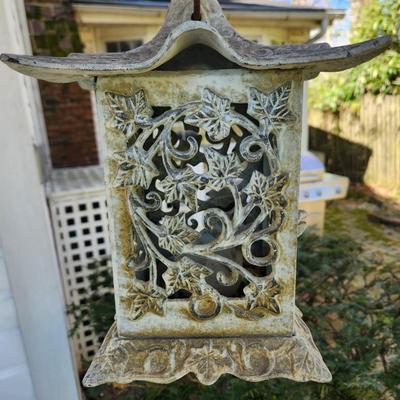 3 Piece Lot Heavy Metal Rabbit , Concrete Mushroom Metal Candle Lantern