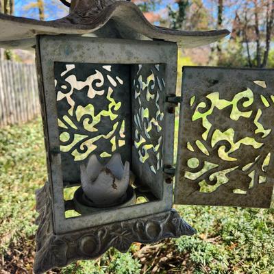3 Piece Lot Heavy Metal Rabbit , Concrete Mushroom Metal Candle Lantern