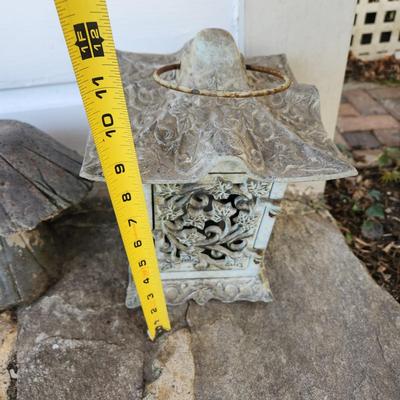 3 Piece Lot Heavy Metal Rabbit , Concrete Mushroom Metal Candle Lantern