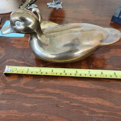 Duck Duck Waterfowl Lot Rossville Crock Brass Figurines Paperweights