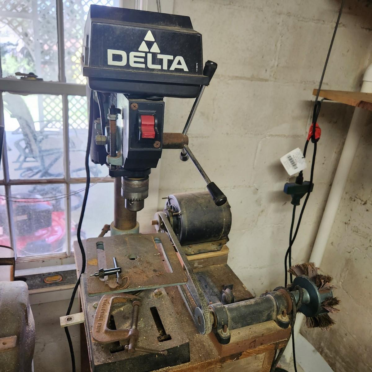 Delta 8" Bench Drill Press with stand and attached Grinder
