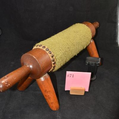 Antique/Vintage Rolling Pin Carpeted Gout Footstool
