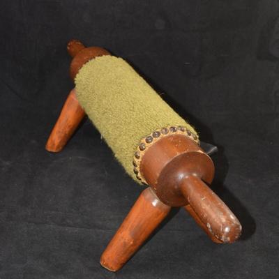 Antique/Vintage Rolling Pin Carpeted Gout Footstool