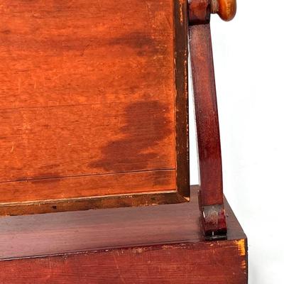 Antique Solid Wood Small Swivel Jewelry Box Mirror