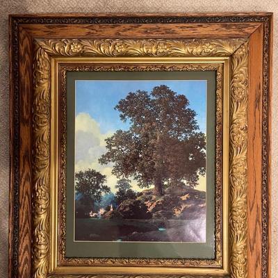 Vintage Twilight by Maxwell Parrish framed in a large ornate Victorian Oak frame.