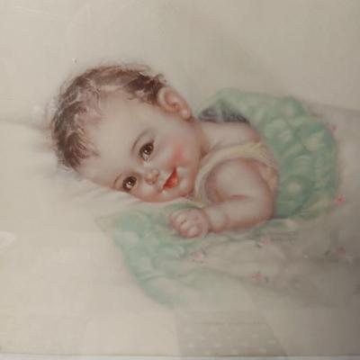 2 DOLL CHAIRS,HANDMADE BABY QUILT AND A PICTURE OF A HAPPY BABY