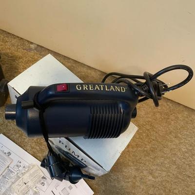 NEW CLOCK RADIO, PORTABLE AM/FM RADIO AND AN AIR PUMP