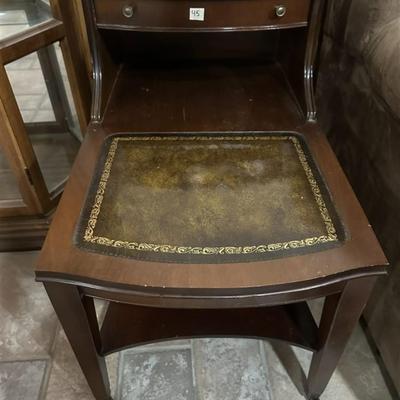 45 Vintage Leather Top Step Side Table
