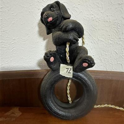72 Dog on Tire Sculpture/Figurine