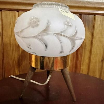 123 Vintage Retro/Art Deco Small Glass and Wood Night Light