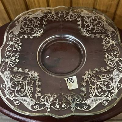 138 Silver Overlay Compote and Sandwich Tray