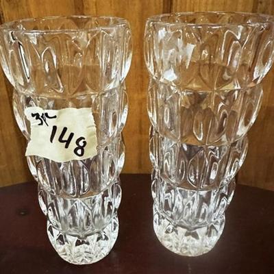148 Lot of Three Crystal Vases and Bowl