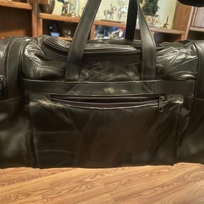 166 Black Leather Zippered Carry Bag