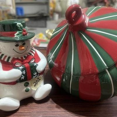 202 ~ 2 Pieces ~ Snowman Jar / Candy Biscuit Jar
