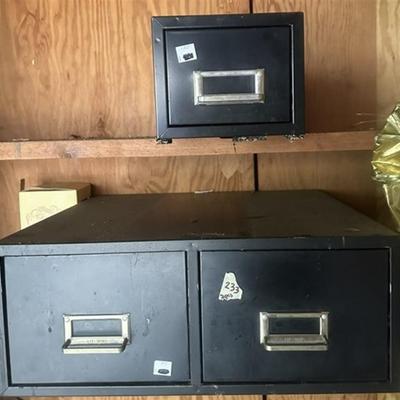 233 ~ 2 Pieces ~ 3 Metal Drawers - Card Catalog Style ~ 1 Single ~ 1 Double
