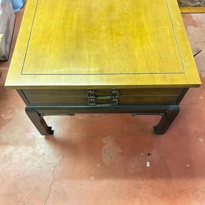 Chinese Vintage Side Table with One Drawer and Two Tone Finish