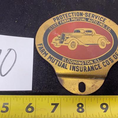 Vintage Insurance License Plate Tag