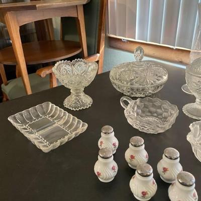 VINTAGE CRYSTAL AND GLASS SERVING PIECES