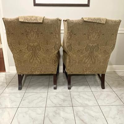 NORWALK FURNITURE ~ Pair (2) ~ Wing Back Chairs With Nailhead Design