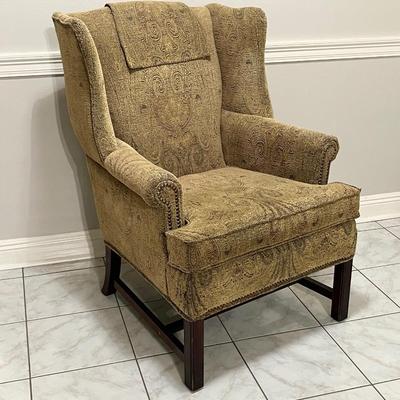NORWALK FURNITURE ~ Pair (2) ~ Wing Back Chairs With Nailhead Design