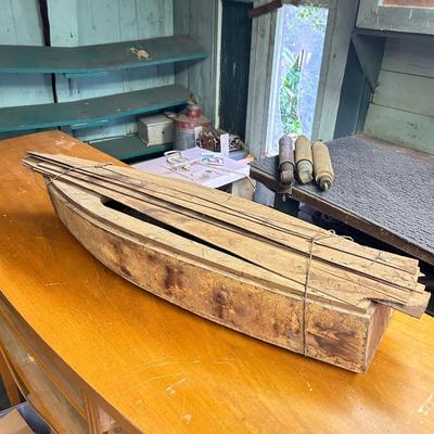 Large Vintage Wood Model Ship Boat Frame 32