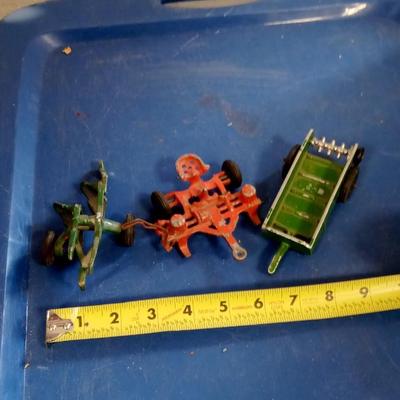 LOT 163 THREE OLD TOY FARM IMPLEMENTS