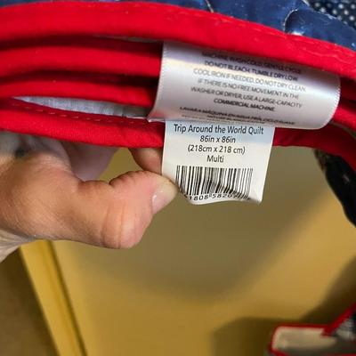 TWIN HEATED BLANKET, PICNIC BLANKET IN TOTE AND A ROUGH HANDMADE QUILT