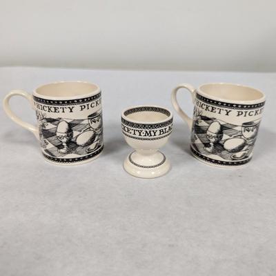 Emma Bridgewater â€œHickety Pickety My Black Henâ€ Mugs & Egg Cup
