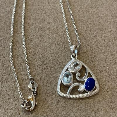 Sterling necklace with lapis stone