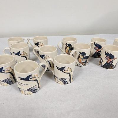 English Ceramic Bird Theme Mugs