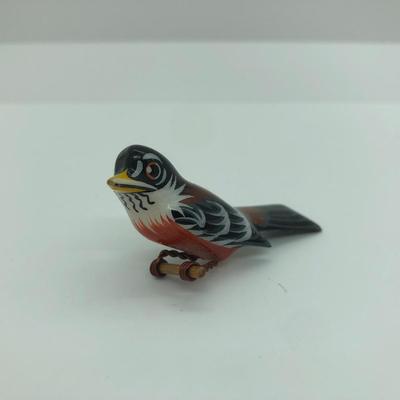 LOT 4J: Vintage Takahashi Carved Wooden Bird Pins circa 1950s A Wren and a Robin