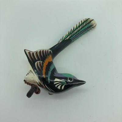 LOT 4J: Vintage Takahashi Carved Wooden Bird Pins circa 1950s A Wren and a Robin