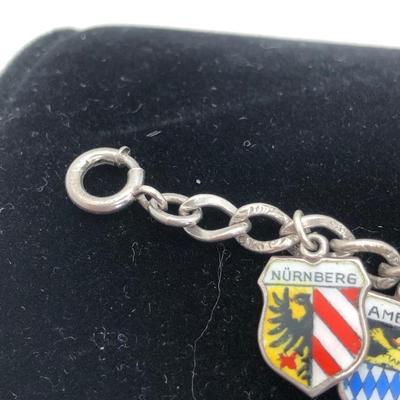 LOT 11J: Vintage German Sterling Silver Charm Bracelet (7.25