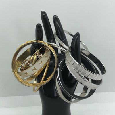 LOT 20J: Vintage Bangle & Cuff Bracelets - Krementz, Monet & More