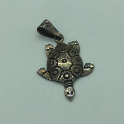 LOT 33J: Antique / Vintage Jewelry Collection - Norway Silver & Enamel Ring (Size 6.5), Sterling Mexico Turtle Pendant, Mini Enamel Rose...