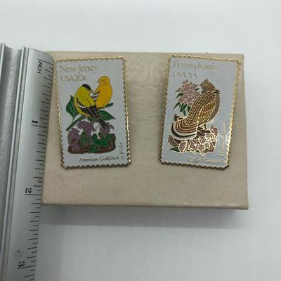 LOT 35J: Vintage Bird Brooches & Pins - USPS Stamps for NJ & PA, Gerry's & More