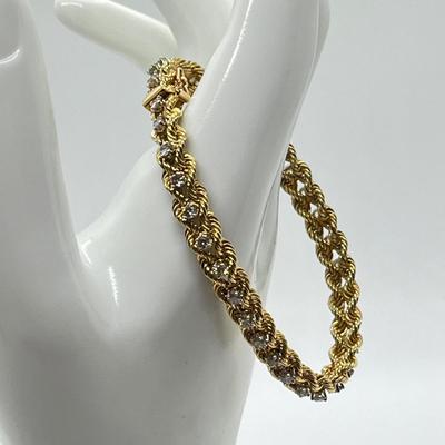 LOT 84J: Vintage and Stunning 14k and Natural Diamond Double Rope Tennis Bracelet 16.8 grams tw and 2 carats diamond weight